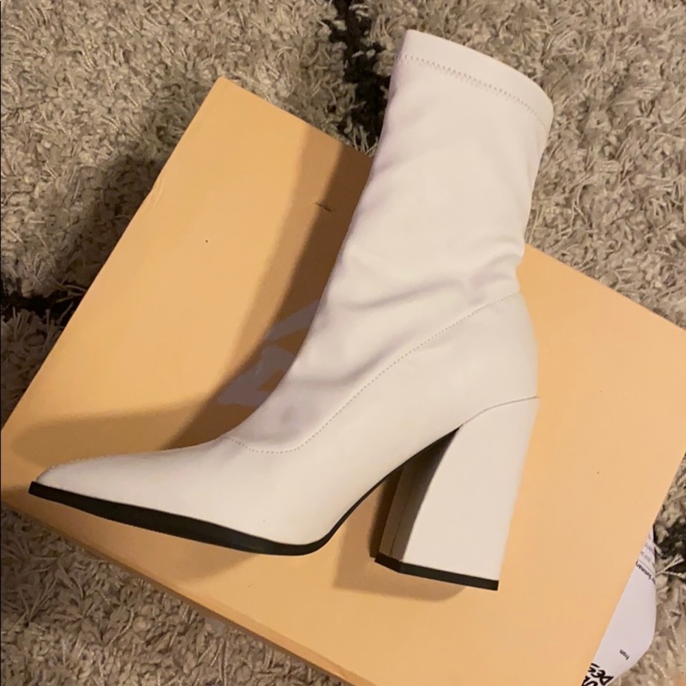 Public Desire White Bootie with Exposed Zipper